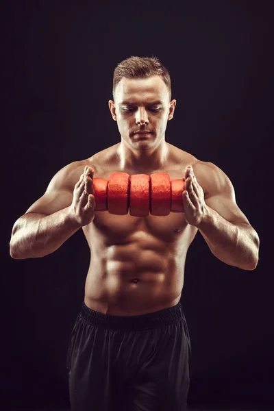 Makt Styrka Utmärkt Kropp Bodybuilding Sport Koncept Ung Stilig Muskulös — Stockfoto