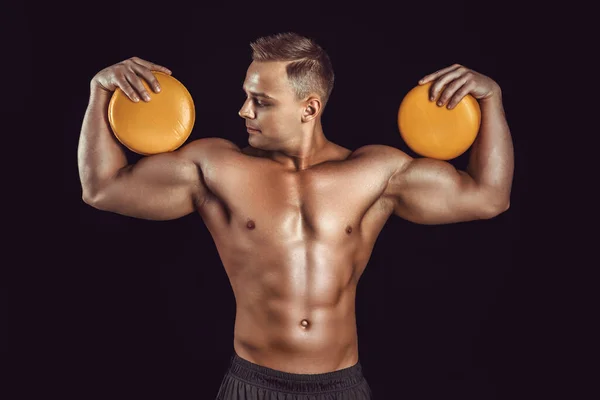 Macht Kracht Uitstekend Lichaam Bodybuilding Sportconcept Jonge Knappe Gespierde Man — Stockfoto