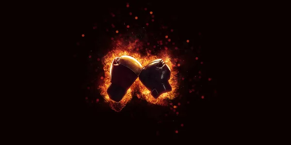 Boxing Gloves Fire Isolated Black Background Isolate — Stockfoto