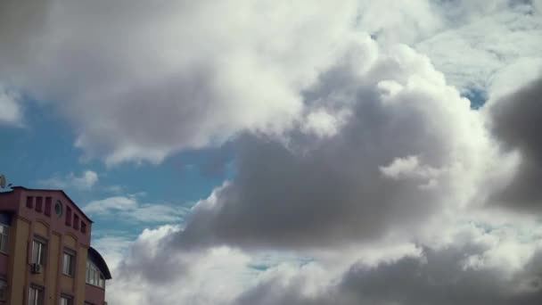 Cloud Time Lapse Nature Background Blue Sky White Clouds Puffy — Stock Video