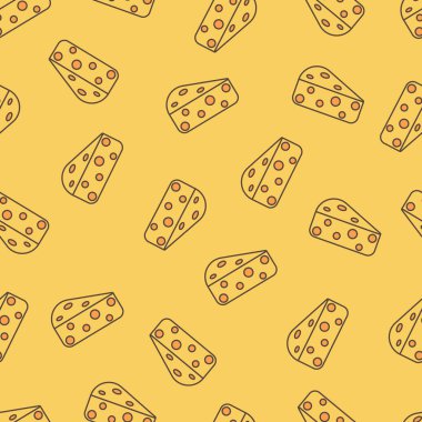 Kusursuz desen ve sarı arka planda peynir parçaları.