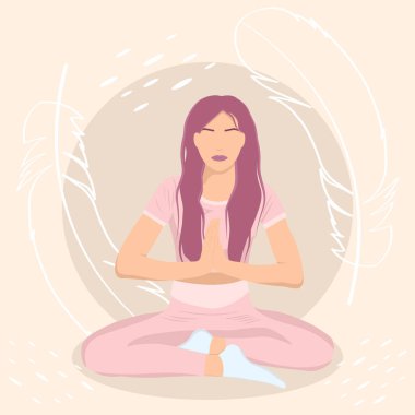 Faceless style girl sitting in lotus position