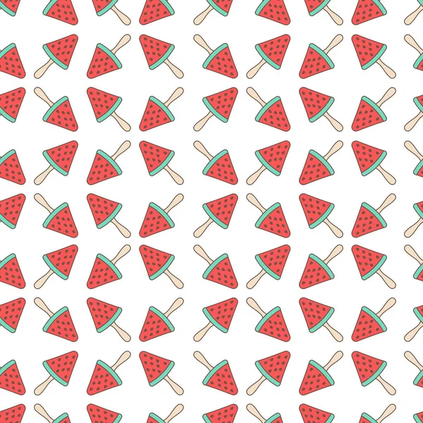 Seamless pattern ice cream piece of watermelon — Stockvektor