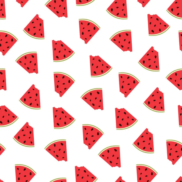 Seamless Pattern Bitten Piece Watermelon Bright Summer Juicy Fruity Print — Vector de stock