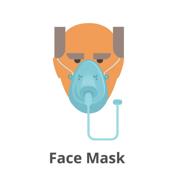 Oxygen Face Mask Vector Icon Illustration Man Wearing Huds — Stok Vektör
