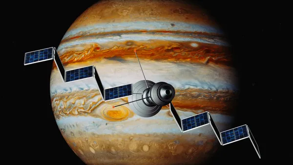 Una Sonda Espacial Vuela Jupiter Representación — Foto de Stock