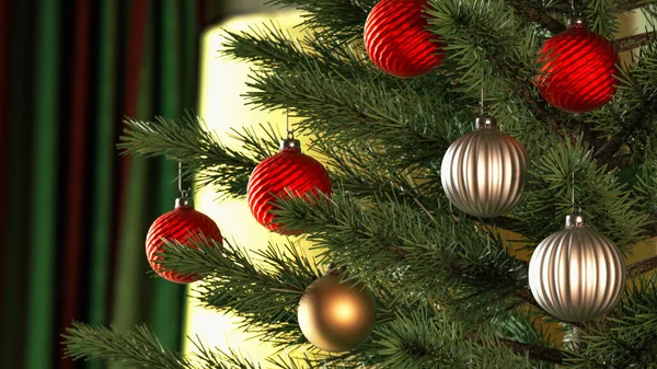 Árbol Navidad Bellamente Decorado Rendering — Foto de Stock