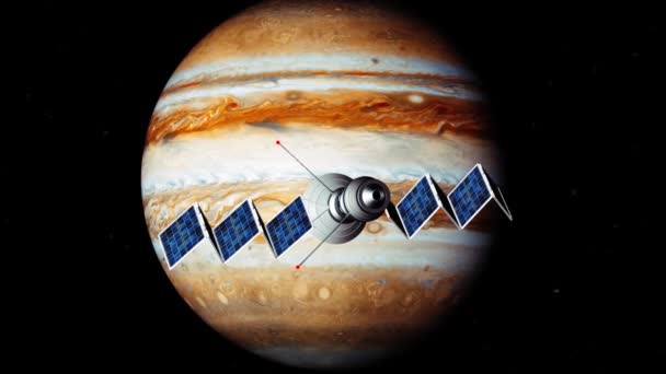 太空探测器飞向Jupiter 3D渲染 — 图库视频影像