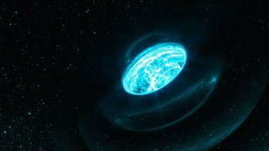 Evrenin ortasında bir kara delik portalı (3 boyutlu görüntüleme))