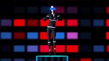 Sanal gerçeklik kulaklığı takıp dans eden bir kadın.)