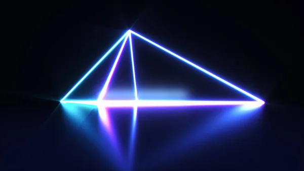 Neonově Zářící Pyramida Vykreslování — Stock fotografie
