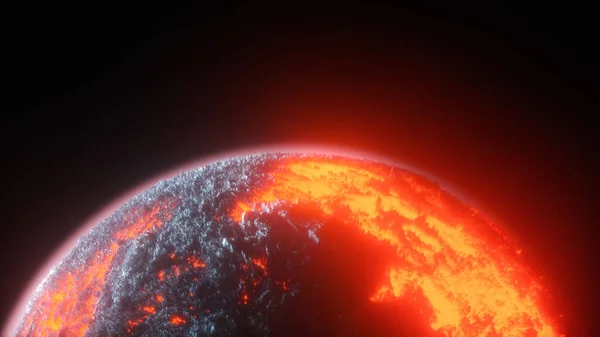 宇宙中某个地方的熔岩行星 3D渲染 — 图库照片