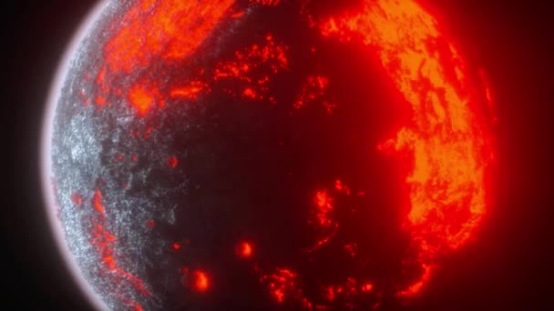Une Planète Lave Quelque Part Dans Univers Rendu — Video