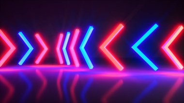 Geleceksel neon renkli oklar (3d yorumlama)