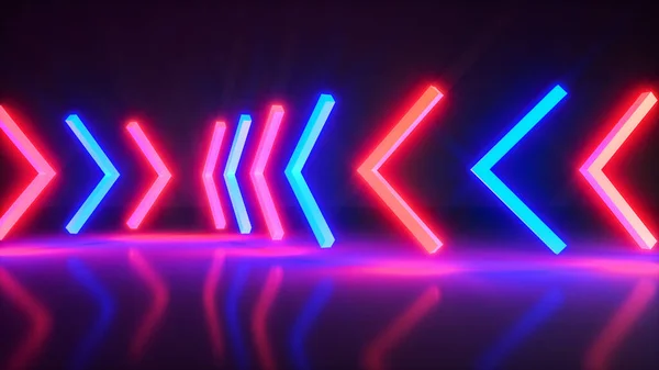 未来的なネオンカラーの矢印 3次元レンダリング — ストック写真