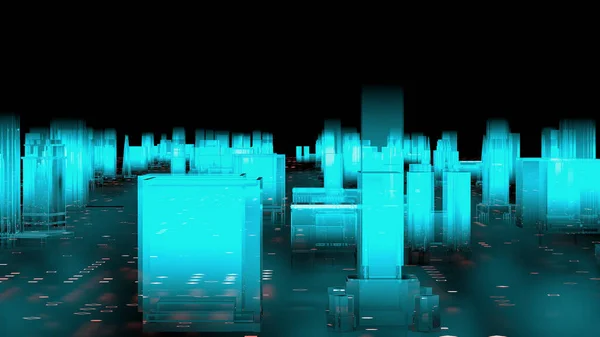 ホログラフィックな都市 3Dレンダリング — ストック写真