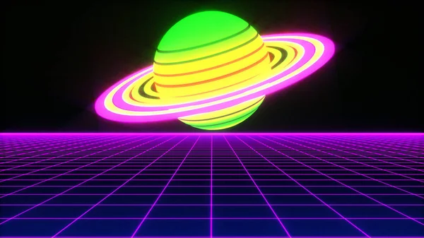 Futuristic Technology Background 80S Style Rendering — 스톡 사진