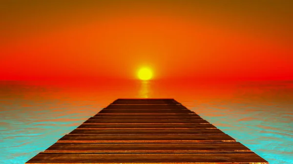 Boardwalk Sunset Rendering Fotografias De Stock Royalty-Free