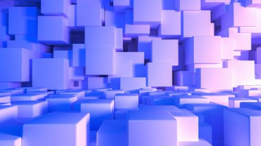 Küpleri olan teknik bir arkaplan (3d oluşturma)