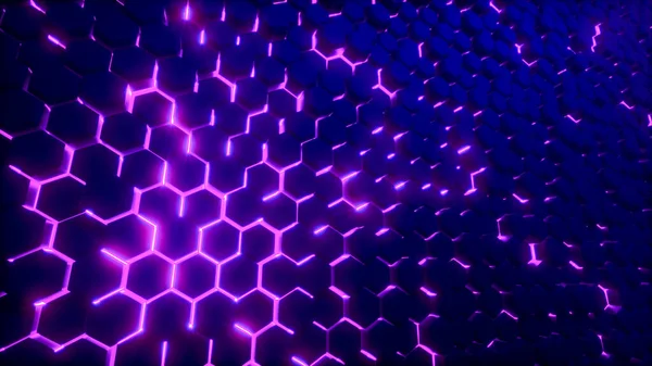 Neon Colored Honeycomb Background Rendering — 图库照片