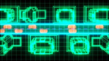 a digital world glowing neon (3d rendering)