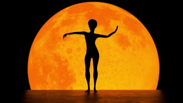 Kobieta Tańczy Świetle Księżyca Rendering — Wideo stockowe