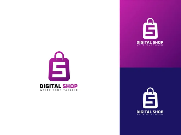 Shopping Logo Design Template Concept Digital Shopping Supermarket — Wektor stockowy