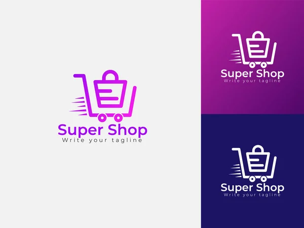 Shopping Logo Design Template Concept Digital Shopping Supermarket — Stock Vector