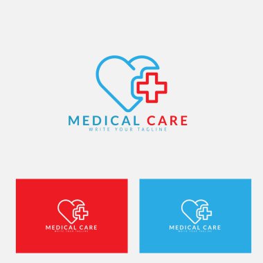 medical logo design template concept for heart, cross