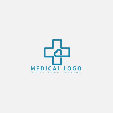 medical logo design template concept for heart, cross