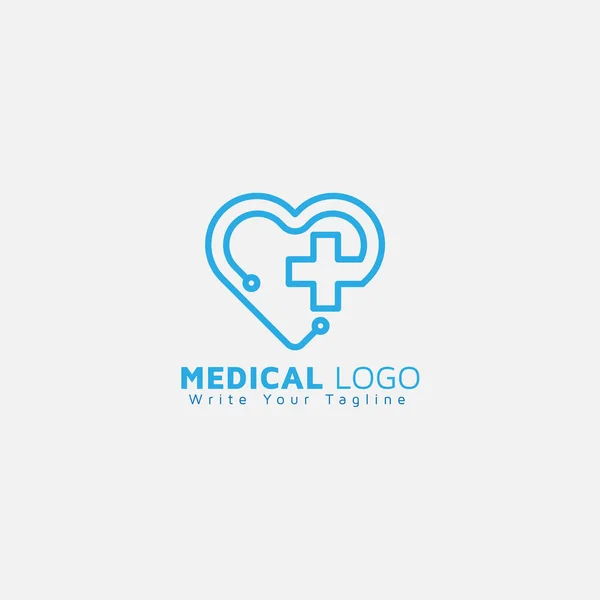 Medical Logo Design Template Concept Heart Cross — Archivo Imágenes Vectoriales