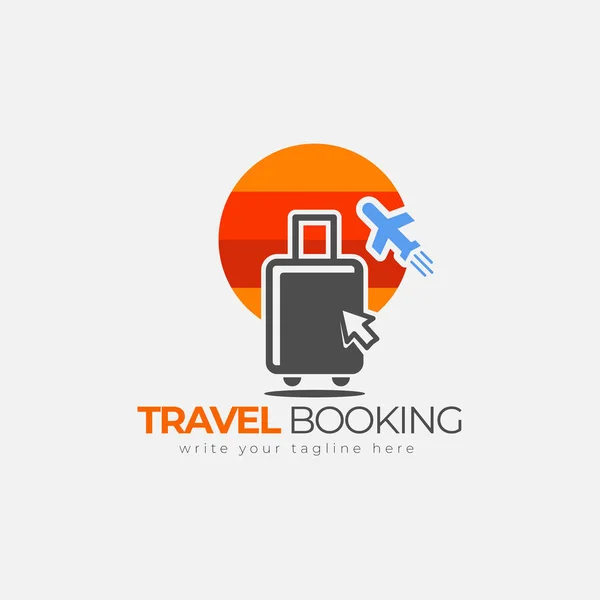 Travel Agency Logo Design Template Concept Bags Airplanes Landscapes Hill — стоковый вектор