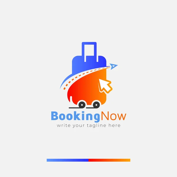 Travel Agency Logo Design Template Concept Bags Airplanes Landscapes Hill — Image vectorielle