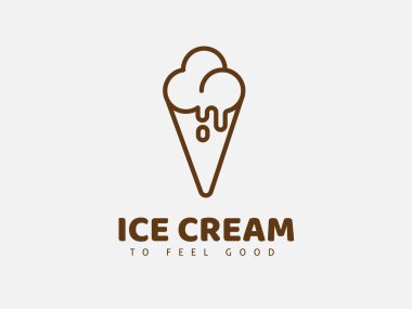 Ice Creem logo design vector illustration. Template element for frozen sweet dessert packaging label design, vintage engraving sketch. Modern background
