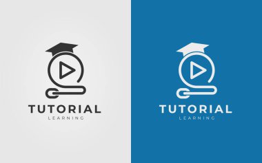 Education logo design concept for online, book, hat, mouse cursor. global learning logo design