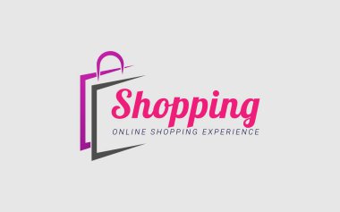 Shopping logo design template concept for digital shopping bag and store house. supermarket shopping logo design