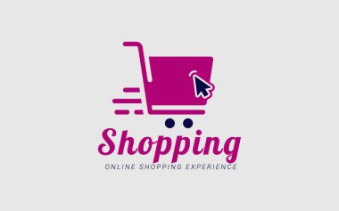 Shopping logo design template concept fo onliner shopping bag and store house. supermarket shopping logo design