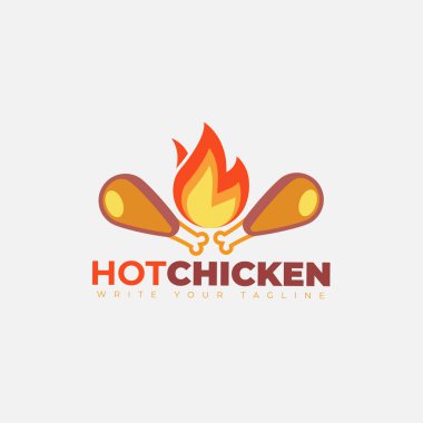 Hot chicken logo design template. Hot Spicy Chicken. Chicken grill food and restaurant brand vector illustration.