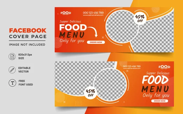 Fast Food Web Banner Cover Page Design Template — стоковый вектор