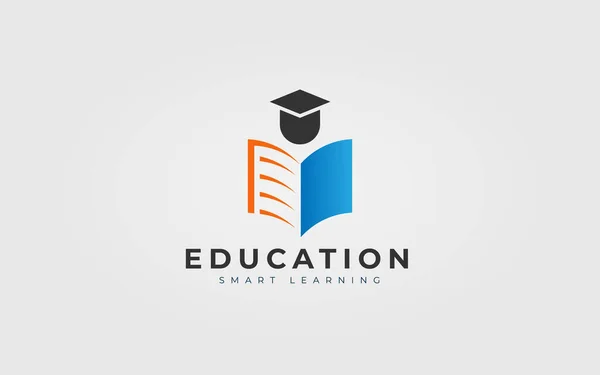 Education Logo Design Concept Online Book Hat Mouse Cursor Global — Stock Vector