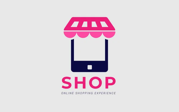 Shopping Logo Design Template Concept Digital Shopping Bag Store House — Stock vektor