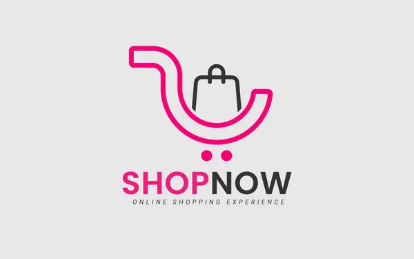 Shopping Logo Design Template Concept Digital Shopping Bag Store House — Stock vektor