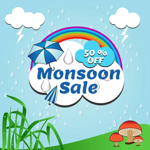 Monsoon Sale Vector Design Social Media Posts Banners Flyers Poster — Vector de stock