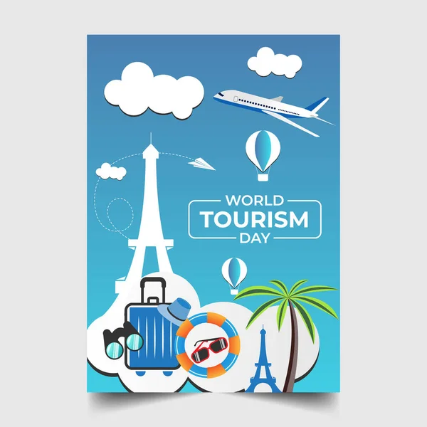 Tours Travel Design Flyer Poster Banner Template Concept World Tourism —  Vetores de Stock