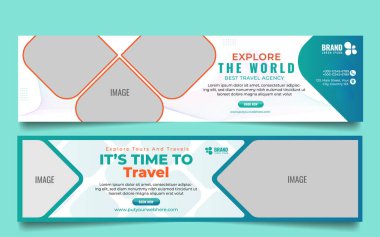Travel banner design template. Social media cover page design, LinkedIn banner design.