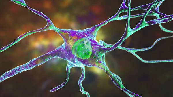 Sağlıklı Nöron Beyin Hücresi Boyutlu Illüstrasyon Yakın Çekim Görüntüsü — Stok fotoğraf