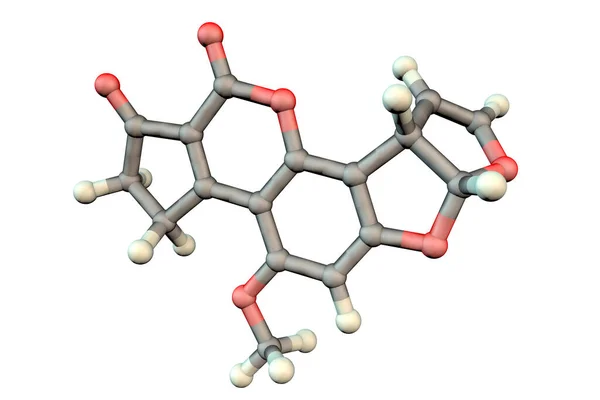 Aflatoxin Molekyl Ett Toxin Framställt Svampar Aspergillus Potent Carcinogen Illustration — Stockfoto