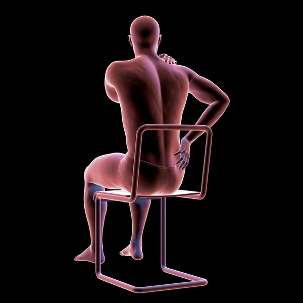 Menselijke Rugpijn Rugpijn Rugpijn Conceptuele Illustratie Van Mannelijk Lichaam Met — Stockfoto