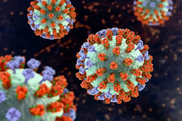 Wirus Grypy Ilustracja Pokazująca Powierzchniowe Kolce Glikoproteiny Hemaglutynina Fioletowa Neuraminidaza — Zdjęcie stockowe