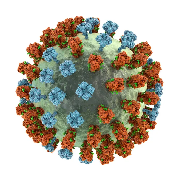 Virus Influenza Ilustración Que Muestra Picos Glucoproteína Superficial Hemaglutinina Azul — Foto de Stock